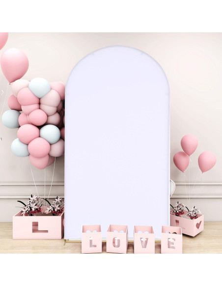 Soporte de Arco de Boda 6.6FT JoYous con Cubierta Blanca