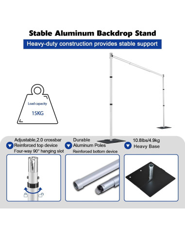 Soporte de Fondo Ajustable Hecis 3x3m para Fiestas y Bodas