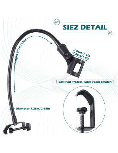 Soporte de Micrófono Flexible Flutesan 33 cm Ajustable