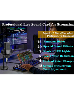 Paquete de Equipos de Podcast K300 con Micrófono y Efectos 2