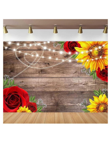 Fondo de Fotografía Girasol y Rosa 2.74x1.83m FUNNYART