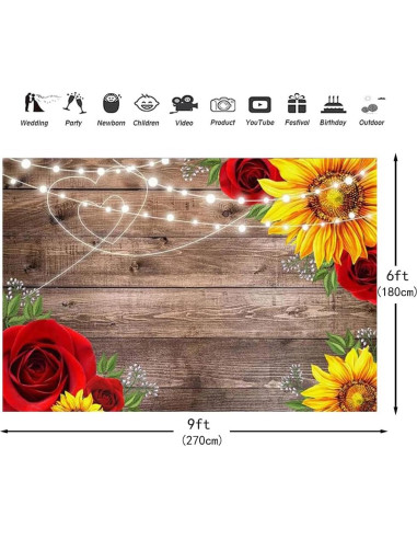 Fondo de Fotografía Girasol y Rosa 2.74x1.83m FUNNYART