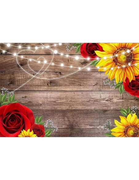 Fondo de Fotografía Girasol y Rosa 2.74x1.83m FUNNYART Fondo de Fotografía Girasol y Rosa 2.74x1.83m FUNNYART