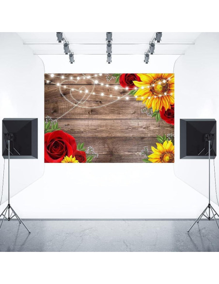 Fondo de Fotografía Girasol y Rosa 2.74x1.83m FUNNYART Fondo de Fotografía Girasol y Rosa 2.74x1.83m FUNNYART