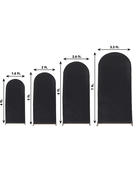 Set de 4 Fundas de Spandex Negro Mate Efavormart para Arcos de Boda