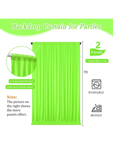 Cortina de Fondo Verde Claro ZEBMOON 2 Paneles 5x7ft