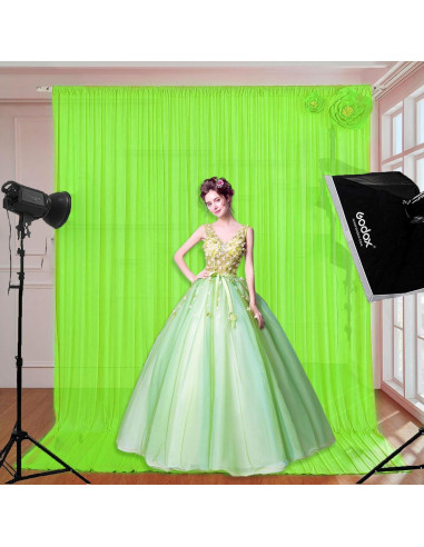 Cortina de Fondo Verde Claro ZEBMOON 2 Paneles 5x7ft