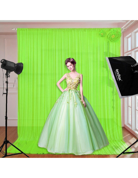 Cortina de Fondo Verde Claro ZEBMOON 2 Paneles 5x7ft