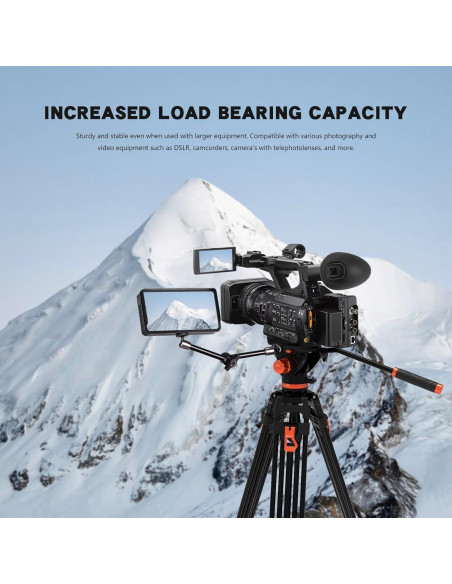 Trípode GEEKOTO de Aluminio 182.88 cm con Cabezal Fluido K3