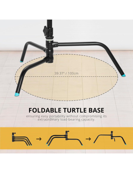 Kit C-Stand Flashpoint 1.8m con Base Tortuga y Brazo 50cm