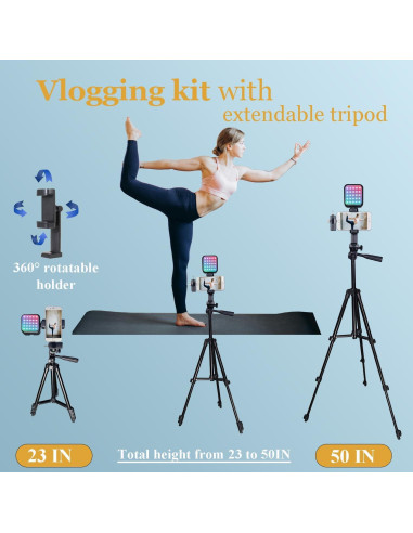 Kit de Vlogging Litchitech con Trípode Extensible 127 cm