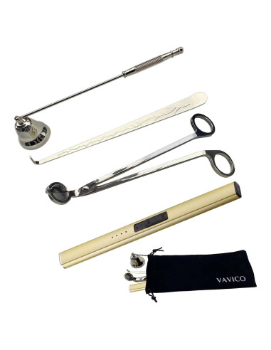 Kit de cuidado de velas VAVICO - Recortador, Apagador y Encendedor