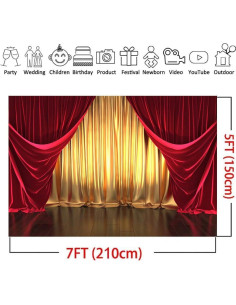 Fondo Fotográfico Qian 210x150 cm 3D Teatro Dorado y Rojo 2