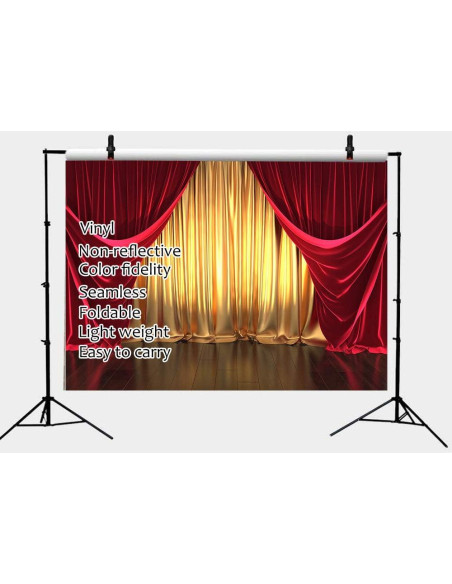 Fondo Fotográfico Qian 210x150 cm 3D Teatro Dorado y Rojo Fondo Fotográfico Qian 210x150 cm 3D Teatro Dorado y Rojo