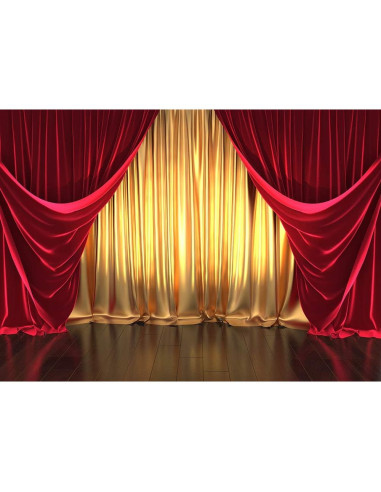 Fondo Fotográfico Qian 210x150 cm 3D Teatro Dorado y Rojo