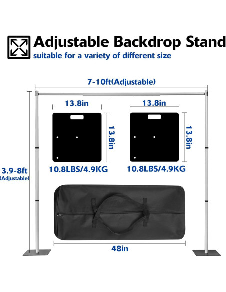Soporte de Fondo Ajustable Hecis 8x10 pies para Fiestas Soporte de Fondo Ajustable Hecis 8x10 pies para Fiestas