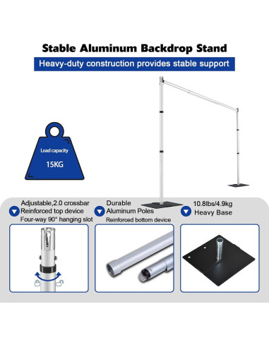 Soporte de Fondo Ajustable Hecis 8x10 pies para Fiestas