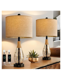 Lámparas de Mesa OYEARS Juego de 2 Negro 30.5x58.4cm USB