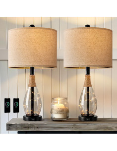 Lámparas de Mesa OYEARS Juego de 2 Negro 30.5x58.4cm USB 2