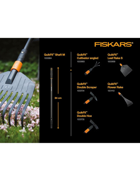 Cultivador Fiskars QuikFit Angulado 3 Puntas 5.5 cm Negro/Naranja