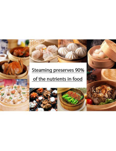 Vaporera de Bambú 2 Niveles Hcooker 7L con Acero Inoxidable 2