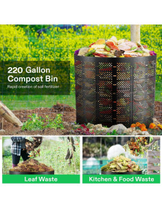 Contenedor de Compostaje VIVOSUN 220 Galones HDPE Negro 2