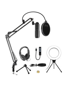 Micrófono USB Blucoil Cardioide con Webcam 1080p y Accesorios