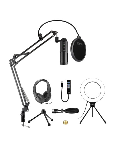 Micrófono USB Blucoil Cardioide con Webcam 1080p y Accesorios