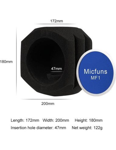 Filtro Antiviento para Micrófono Profesional - Espuma Acústica 4.5-6 cm