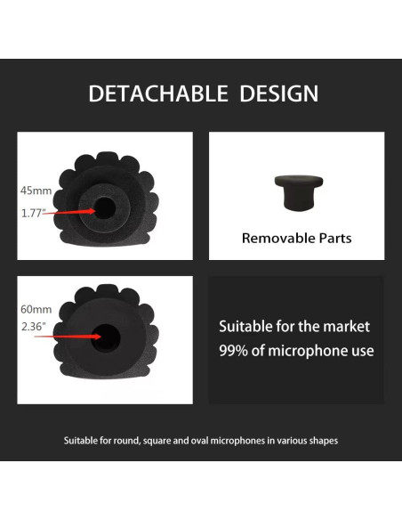 Filtro Antiviento para Micrófono Profesional - Espuma Acústica 4.5-6 cm