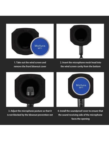 Filtro Antiviento para Micrófono Profesional - Espuma Acústica 4.5-6 cm