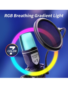 Micrófono USB RIKSOIN SF-666R con Trípode y Filtro Pop 2