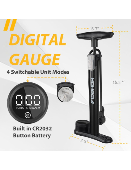 Bomba de Pie MOHEGIA con Manómetro Digital 160 PSI