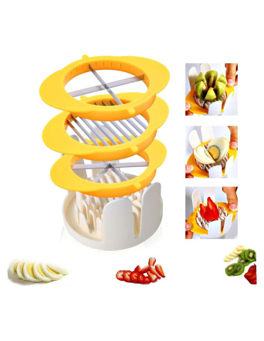 Cortador de Huevos 3-en-1 Jawbush, Acero Inoxidable, Amarillo