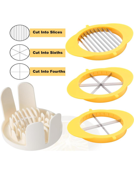 Cortador de Huevos 3-en-1 Jawbush, Acero Inoxidable, Amarillo