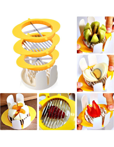Cortador de Huevos 3-en-1 Jawbush, Acero Inoxidable, Amarillo