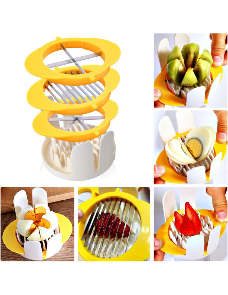 Cortador de Huevos 3-en-1 Jawbush, Acero Inoxidable, Amarillo