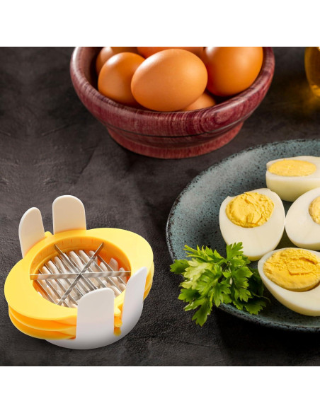 Cortador de Huevos 3-en-1 Jawbush, Acero Inoxidable, Amarillo