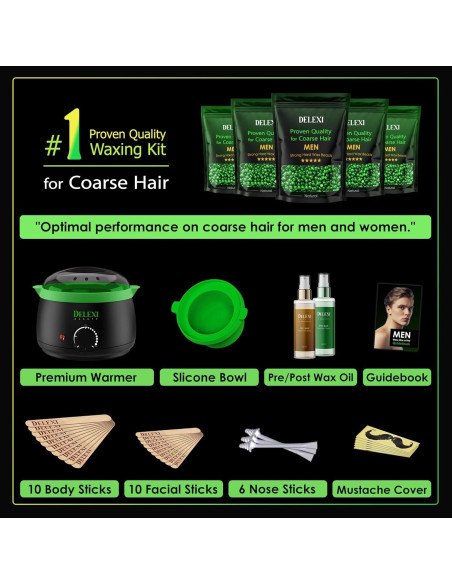 Kit de Cera Dura DELEXI para Hombres y Mujeres - 41.4g