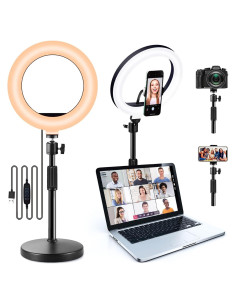 Anillo de Luz LED RIEOMN 25 cm con Soporte para Teléfono