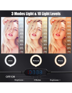 Anillo de Luz LED RIEOMN 25 cm con Soporte para Teléfono 2