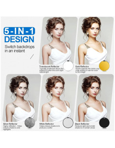 Reflector de Fotografía 80cm 5 en 1 EZ-80F con Adaptador 2