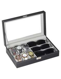 Caja de Almacenamiento AUTOARK para 6 Relojes y 3 Gafas Negra