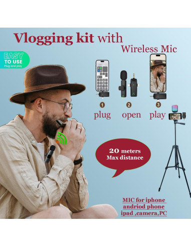 Kit de Vlogging Litchitech con Trípode 152.4 cm, Luz RGB y Micrófono