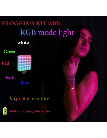 Kit de Vlogging Litchitech con Trípode 152.4 cm, Luz RGB y Micrófono