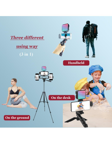 Kit de Vlogging Litchitech con Trípode 152.4 cm, Luz RGB y Micrófono