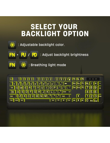 Teclado USB Retroiluminado Luzarriba Grande 7 Colores