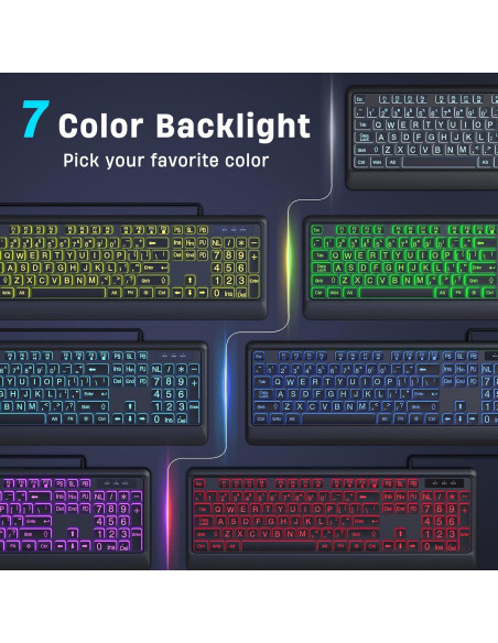 Teclado USB Retroiluminado Luzarriba Grande 7 Colores