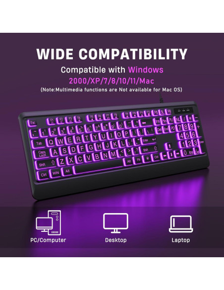 Teclado USB Retroiluminado Luzarriba Grande 7 Colores