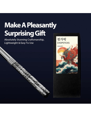 Palillos de Metal Reutilizables Hagary - Acero Inoxidable 316 - 2 Pares